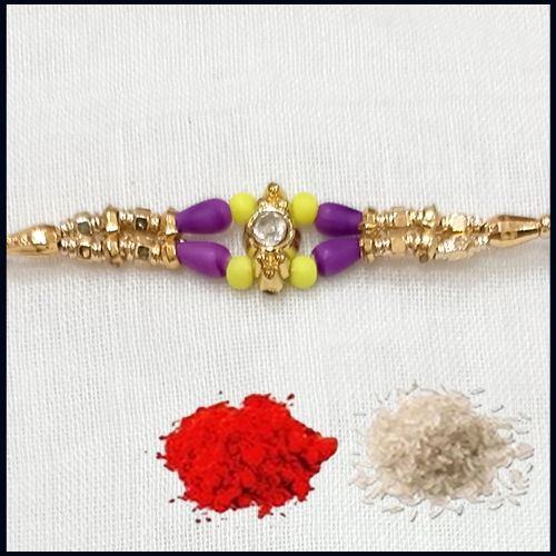 White Stone with Various Colour Bread Rakhi from Rakhi Store