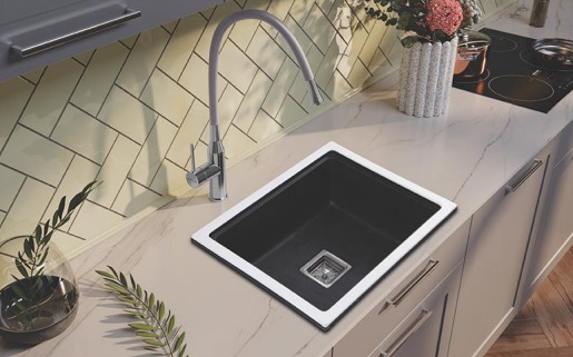 Quartz Solo Black Dual White Sink  from Eldorado Stone✅