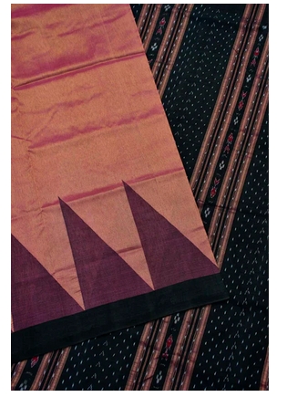 Pastel Pink Sambalpuri Phoda kumbha Tissue Silk plus Cotton Saree from Urmi Weaves