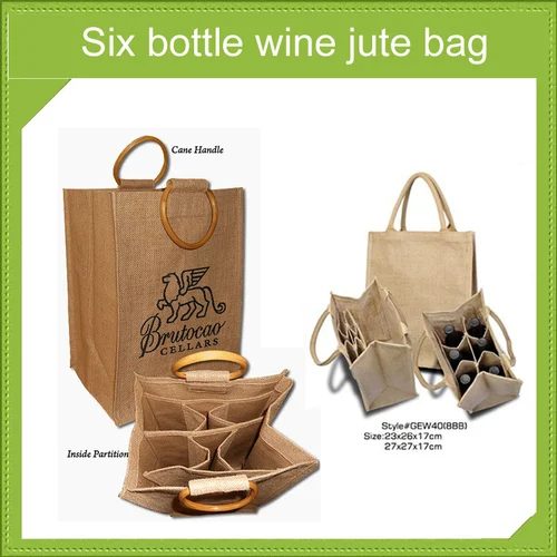 Jute Wine 6 Bottle Bag from GREEN EARTH EXPORT