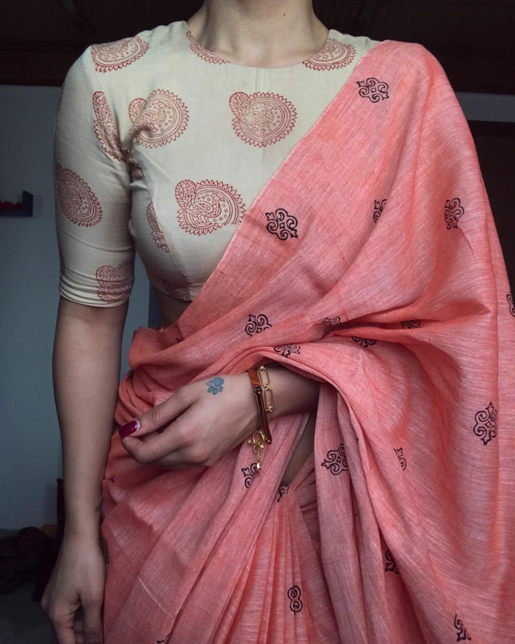 LIGHT PINK ORIGINAL DIGITAL PRINT MALMAL CHANDERI from Sasta bazar