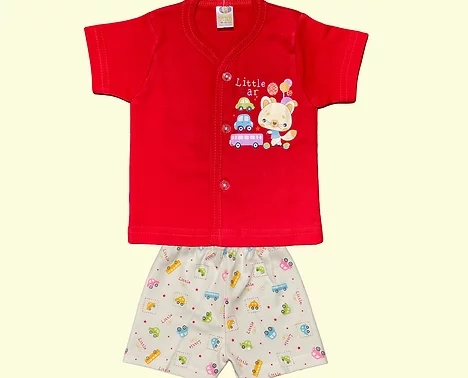 Little Car Printed Half Sleeves Tshirt & Shorts