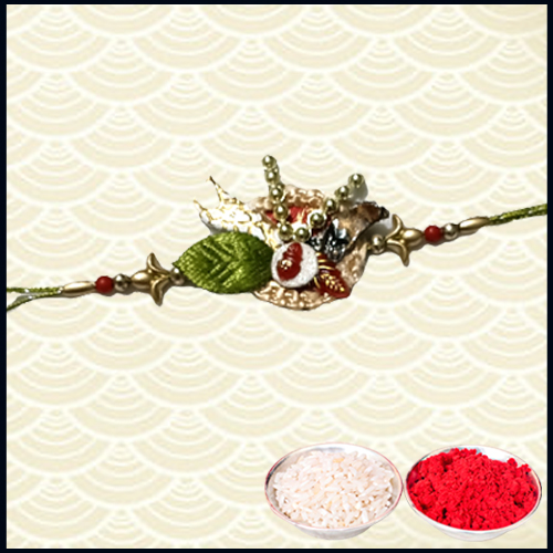 Shubh Kalash Amazing Work Zardosi Rakhi from Rakhi Store