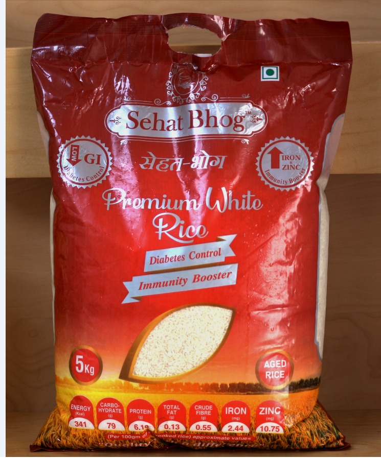 Sehat Bhog Premium White Rice Diabetes Control + Immunity Booster 5 Kg from Magstik Pvt Ltd
