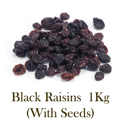Black Raisins 1Kg (with Seeds) from Mynuts