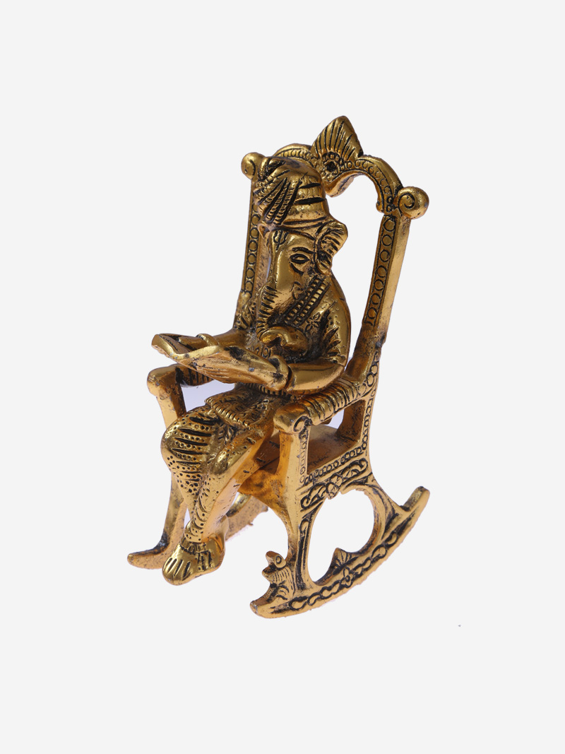Lord Ganesha Design Brass Lord Ganesha Reading Ramayana Statue from Shri Krishna Store