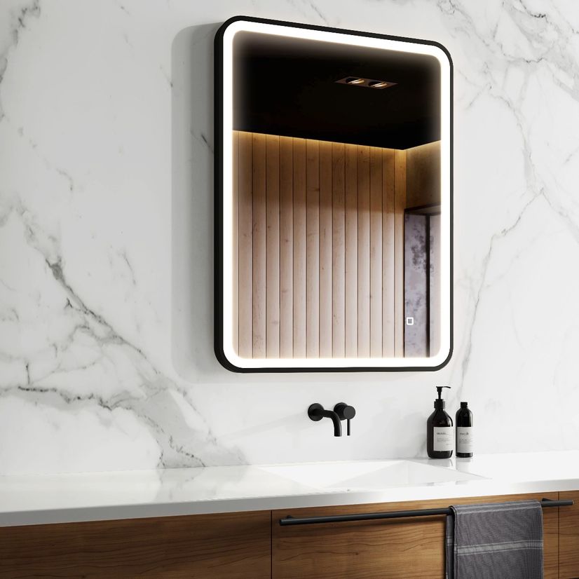 4mm high quality bathroom mirror wall mounted black metal framed led mirror from WINER M&G