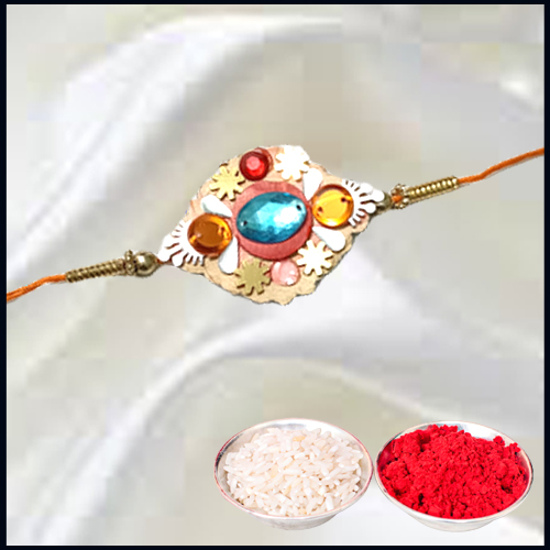 Stone Handmade Rakhi with Roli Chawal from Rakhi Store
