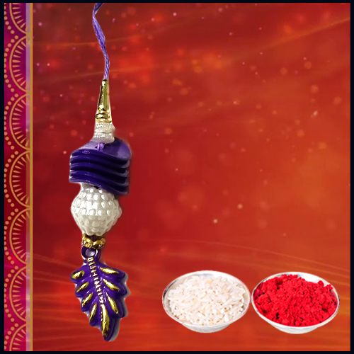 Blue Design Fancy Lumba Rakhi with Roli Chawal from Rakhi Store