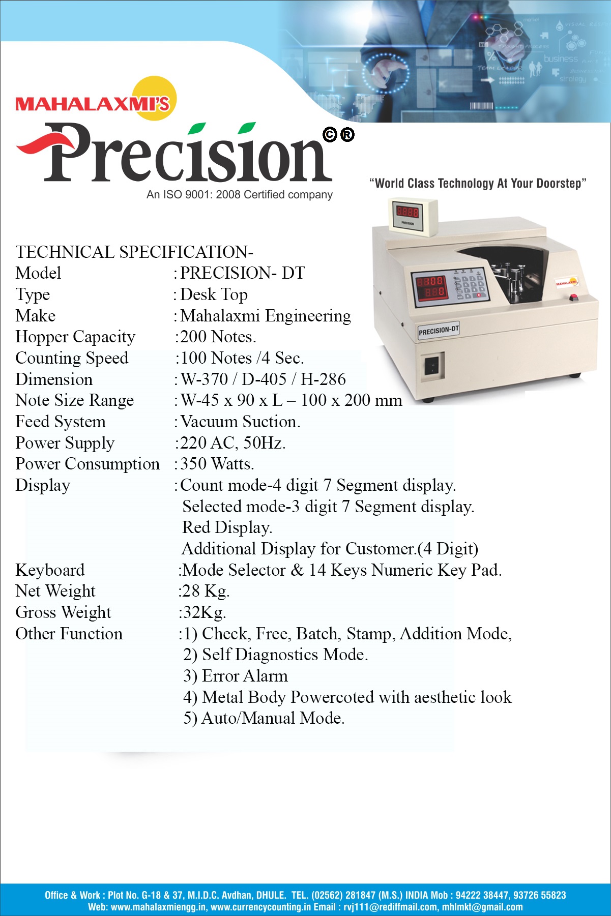 bundal note counting machine Precision DT-UV