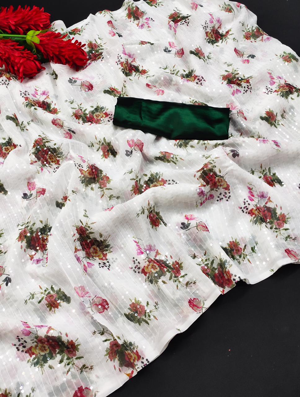 Pure  Moss Georgette Saree from Sasta bazar