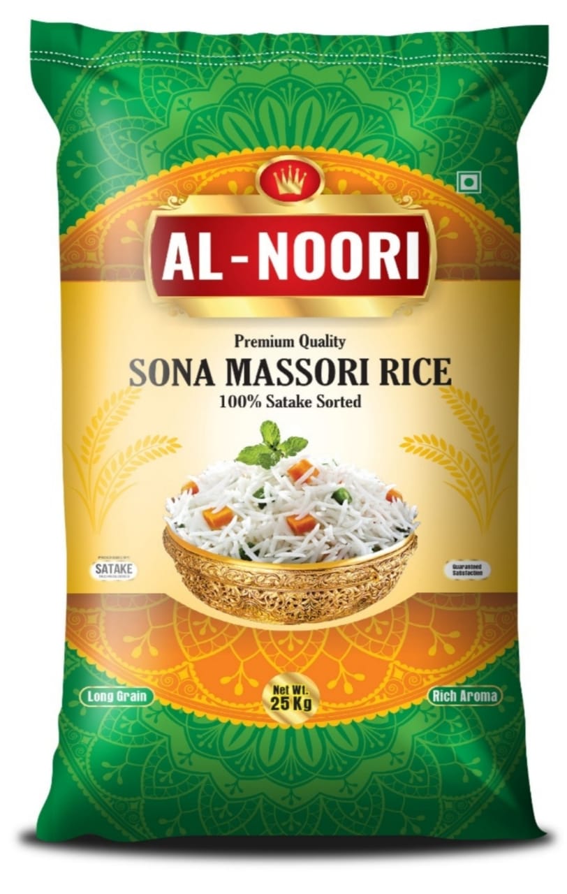 Al - Noori Premium Quality Sona Massori Rice with 100 % Satake Sorted l- 25 Kg