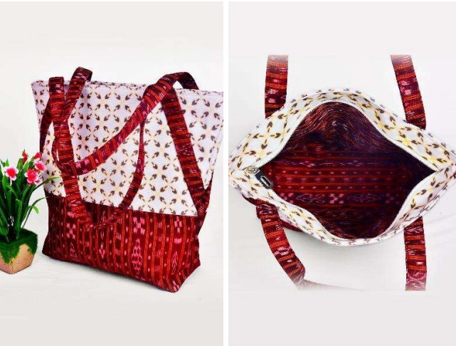 Printed Canvas Bag with IKAT Inner Linning