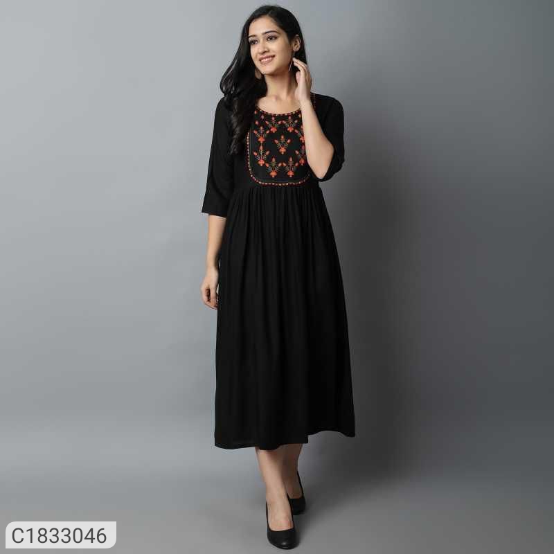 Gorgeous Embroidered Rayon Anarkali Kurtis from Manasi Enterprises