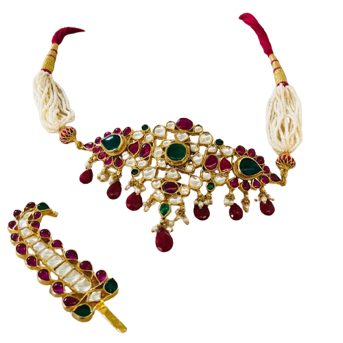 MULTI KUNDAN CHOKER WTH DUAL KALGI