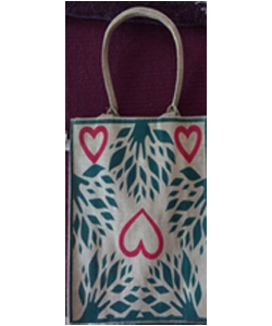 DYED WEBBING DORI HANDLE NAT PRINT JUTE BAGS 14X15 LAM from Jute Corporation of India
