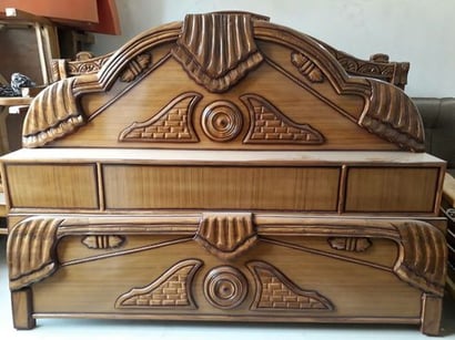 Solid teak wood double beds  from AMBER ART EXPORT