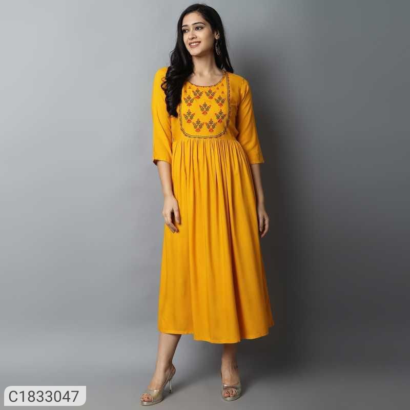 Gorgeous Embroidered Anarkali Kurtis by Rayon  from Manasi Enterprises