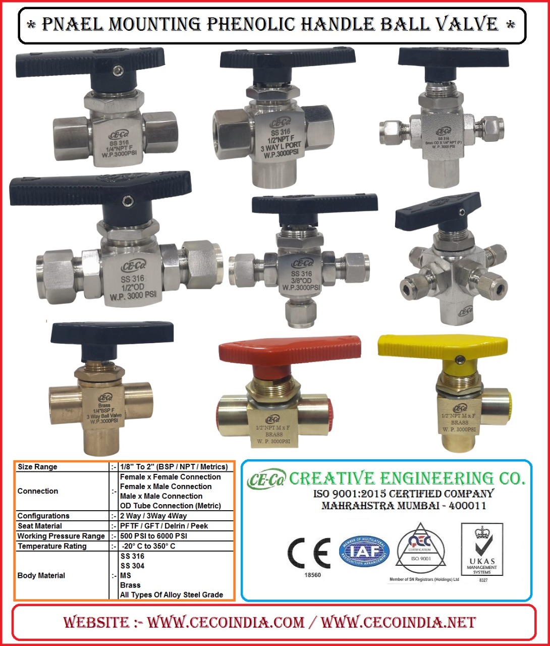 PANEL MOUNTING BALL VALVE  from CREATIVE ENGINEERING CO.