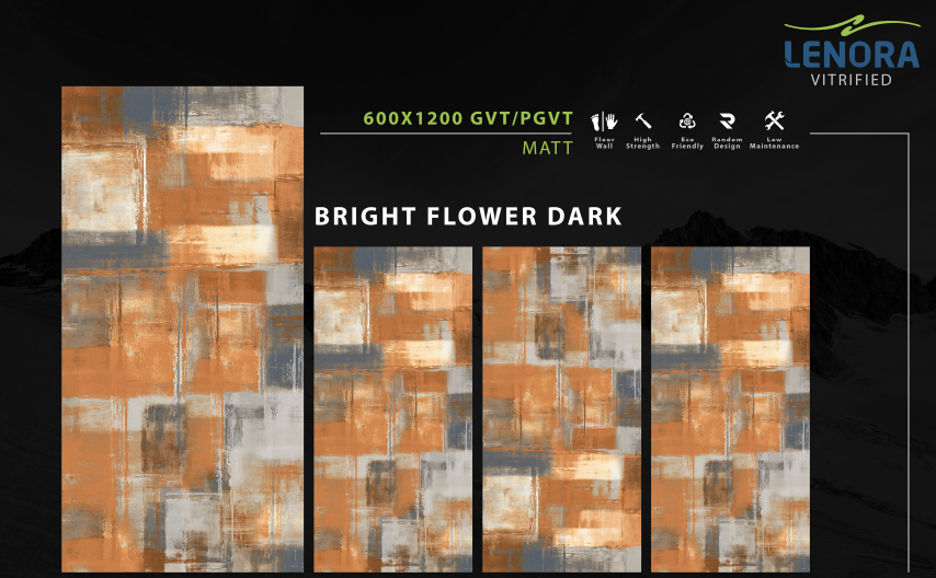 MATT Finish Bright Flower Dark Vitrified Tiles