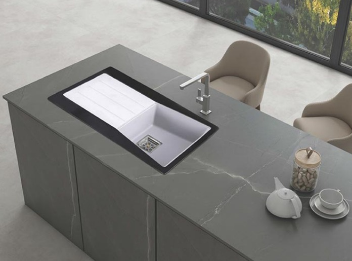 Quartz Lotus Grey Dual Black  Sink