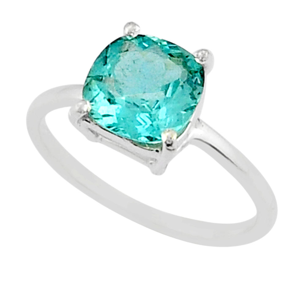 2.66cts faceted natural blue apatite  silver ring from Gemexi