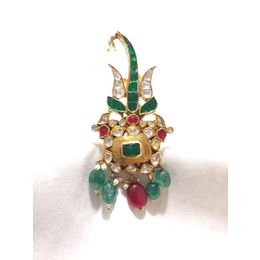 SPLASH OF KUNDAN SILVER BASED GREEN RED