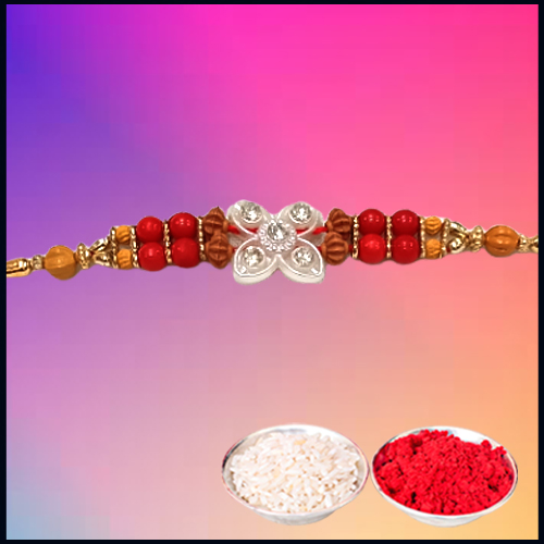 ELEGANT STONE FLOWER RAKHI FOR BHAIYA from Rakhi Store