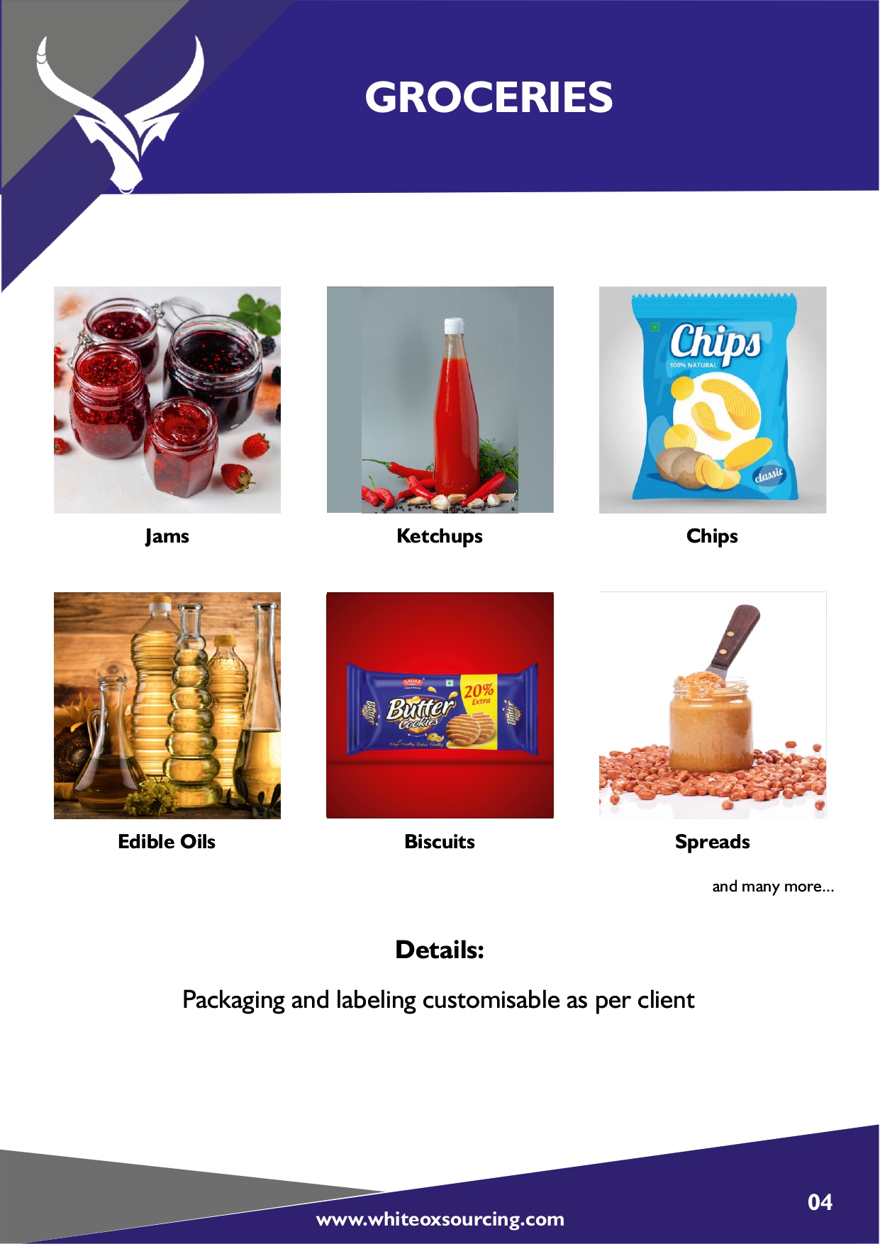 Groceries  from WHITEOX MERCHANT EXPORTERS