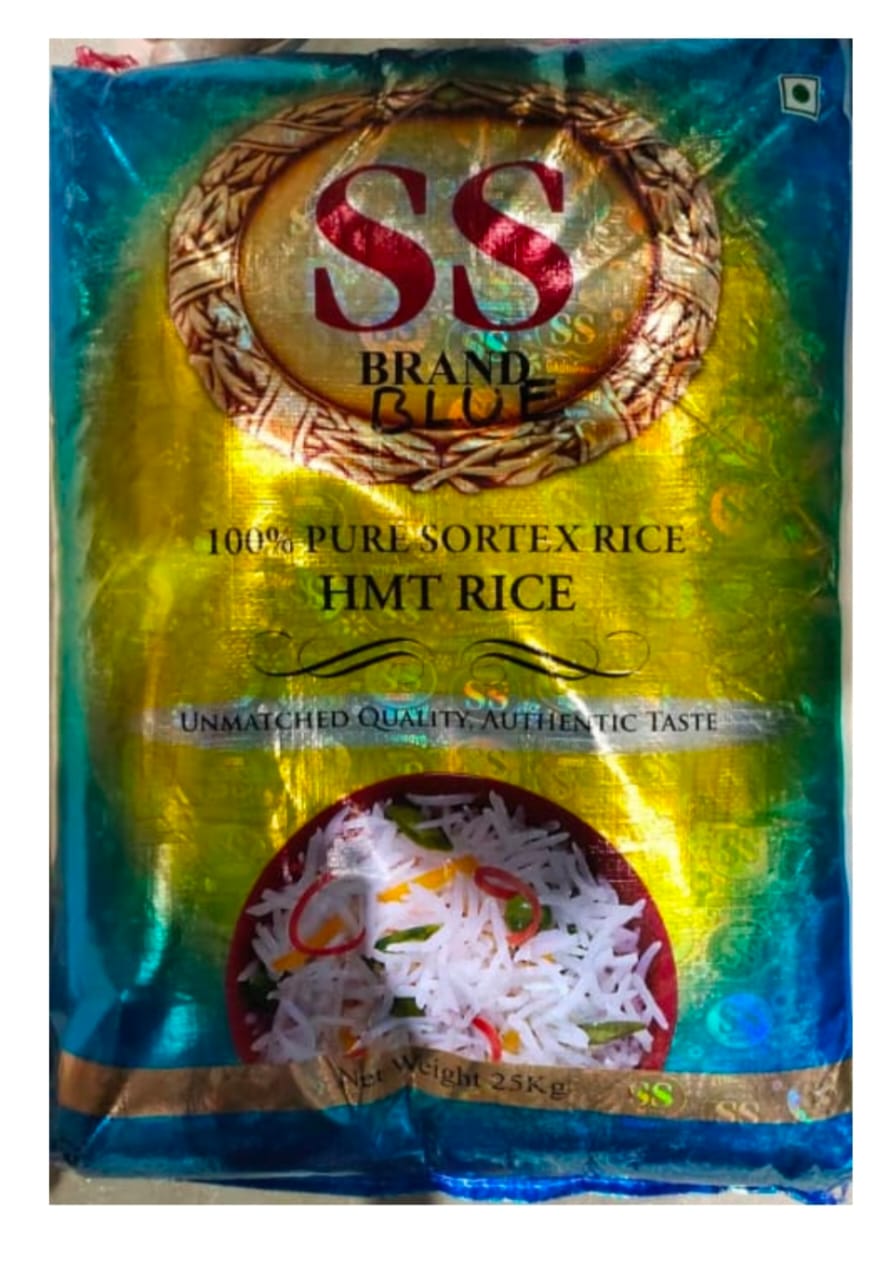 SS Brand Blue 100% Pure Sortex HMT Rice - 25 KG from NAVAKAR RICE DEPOT
