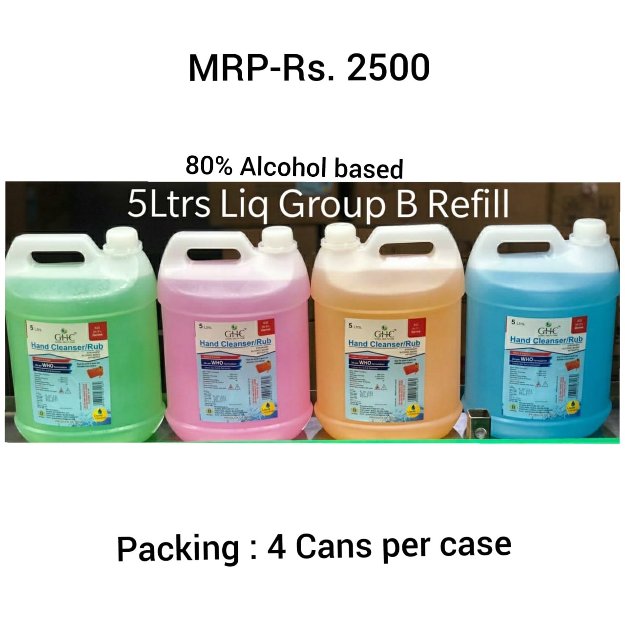 80% Alcohol Based Hand Sanitizer - Refill Pack, MRP 2500.00
