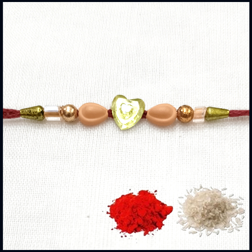 Simple Handmade Stone Rakhi with Roli Chawal from Rakhi Store