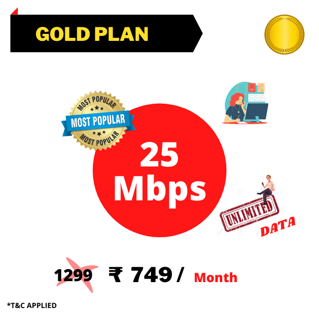 Gold Plan 25 Mbps Ultd Data from R RANI INTERNET