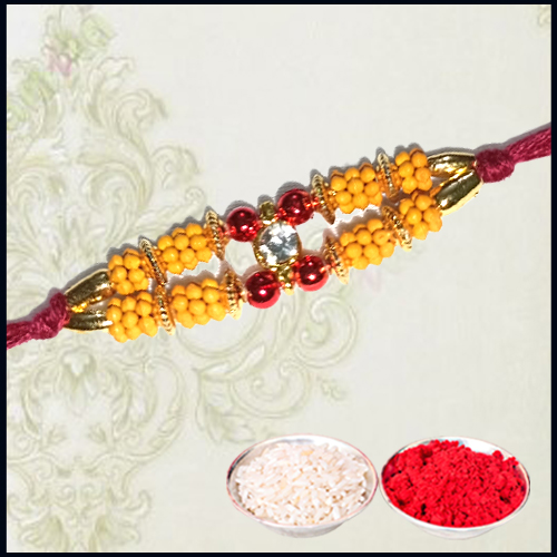 Send Premium White Stone Rakhi to India from Rakhi Store