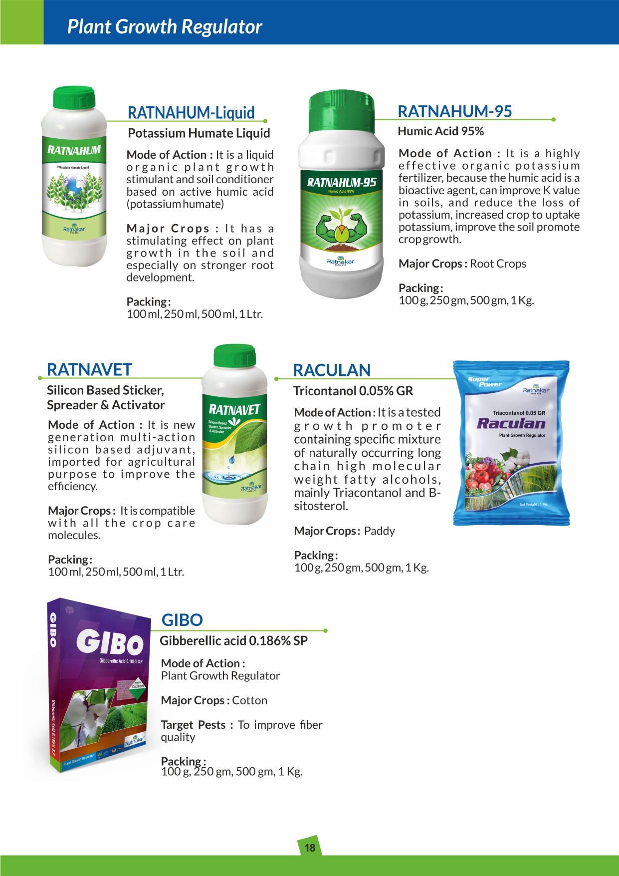 Plant Growth Regulators from Ratnakar India Ltd