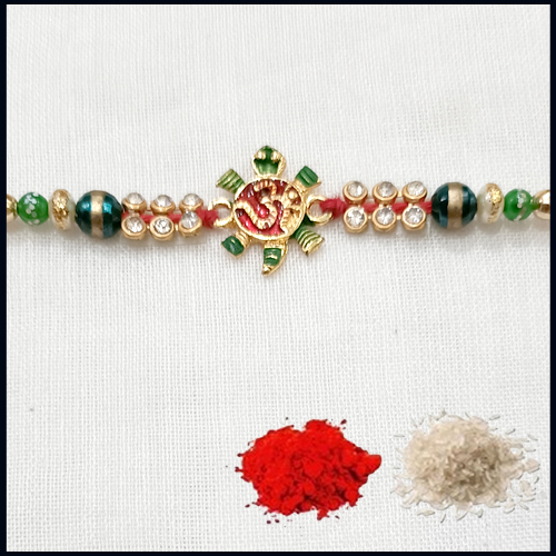 Designer Om Rakhi Crafted with Stone & Roli Chawal from Rakhi Store